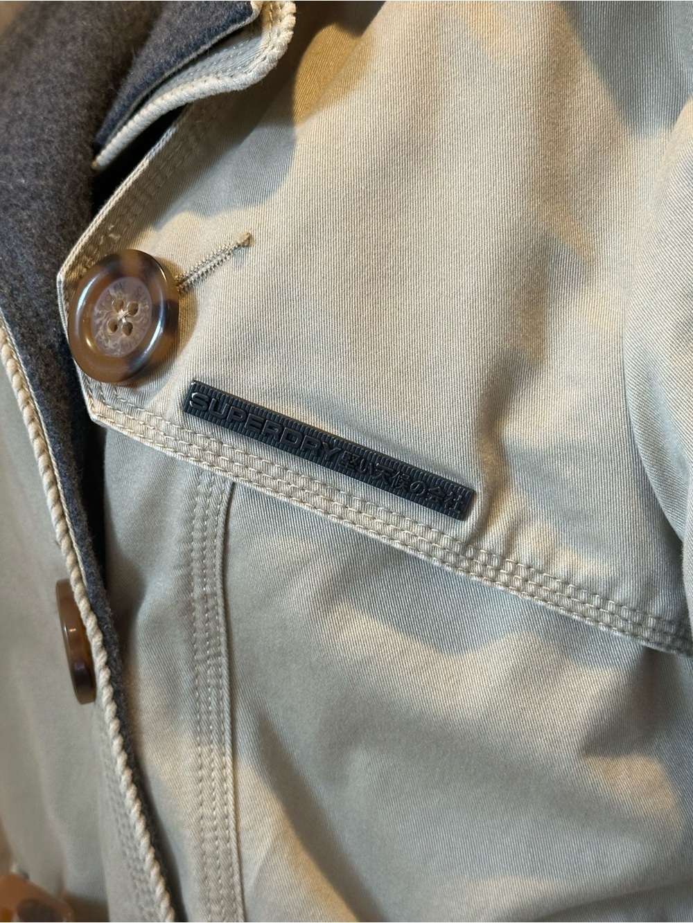 SUPERDRY Women's Vintage City Mac Khaki Double Breasted Trench Coat Medium M - Picture 5 of 16